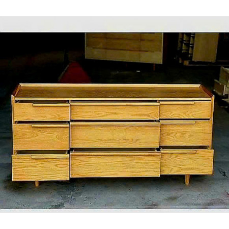 SB589 : Tủ Ngang 09 Ngăn Kéo Màu Vàng Gỗ - Ngang 172cm